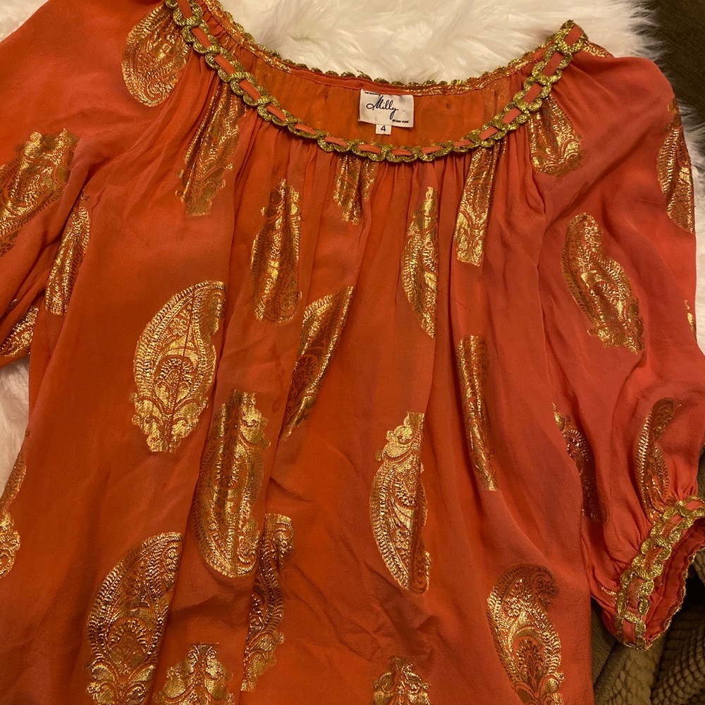 Boutique Coral and Gold Blouse